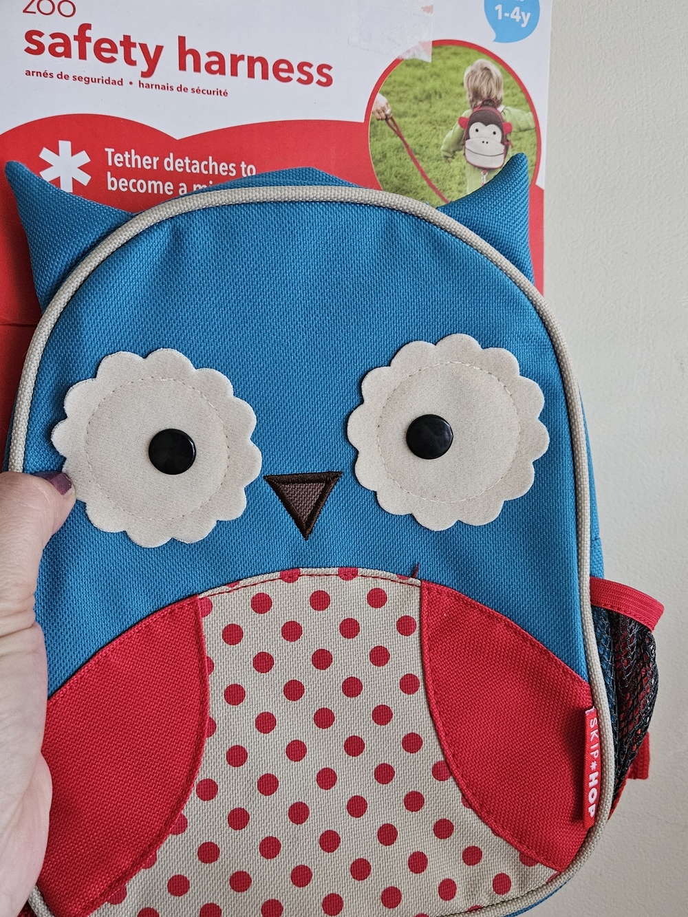Skip Hop Kids Blue & Red Owl Safety Harness Backpack